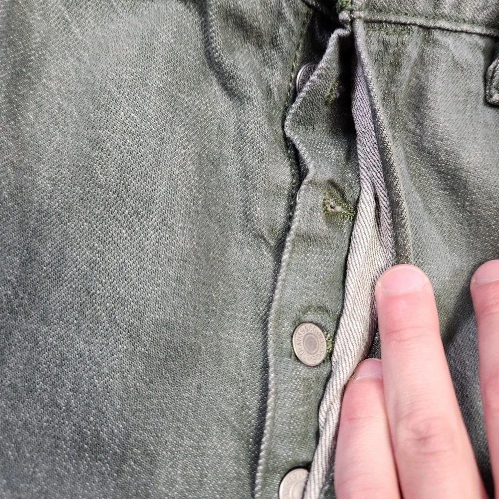 Levis 501 Jeans Men‎ 35x32 READ* White Oak Cone Denim Straight Button Fly Green